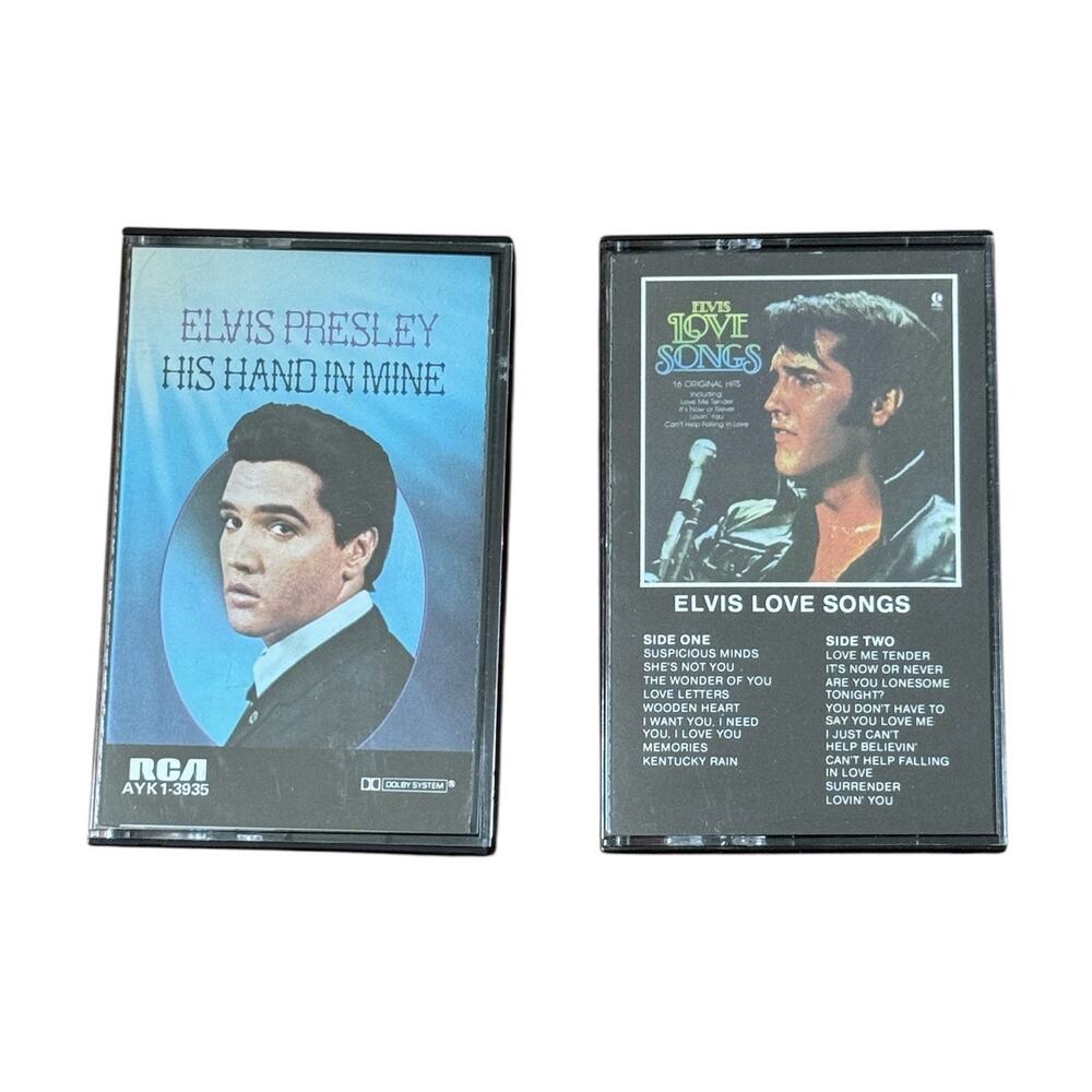 Elvis Presley Cassette Tapes (2) Love Songs His Hand In Mine‎ Suspicious Minds